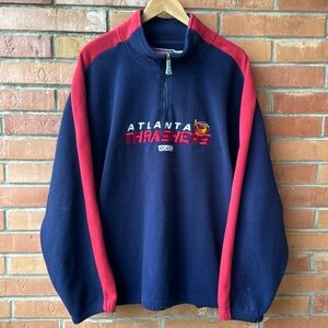 CCM Navy and Red Atlanta Thrashers Half-Zip Fleece Pullover